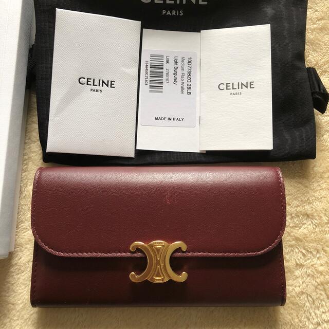 CELINE - セリーヌ トリオンフ 三つ折り財布 ライトバーガンディ CELINE - セリーヌ トリオンフ 三つ折り財布 ライトバーガンディ