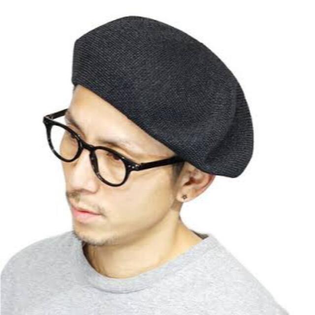春夏用ベレー　ブラック メンズの帽子(ハンチング/ベレー帽)の商品写真