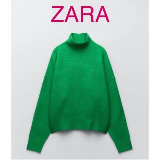 ザラ(ZARA)の新品 ZARA ザラ ハイネックニットセーター グリーン 緑 XL(ニット/セーター)