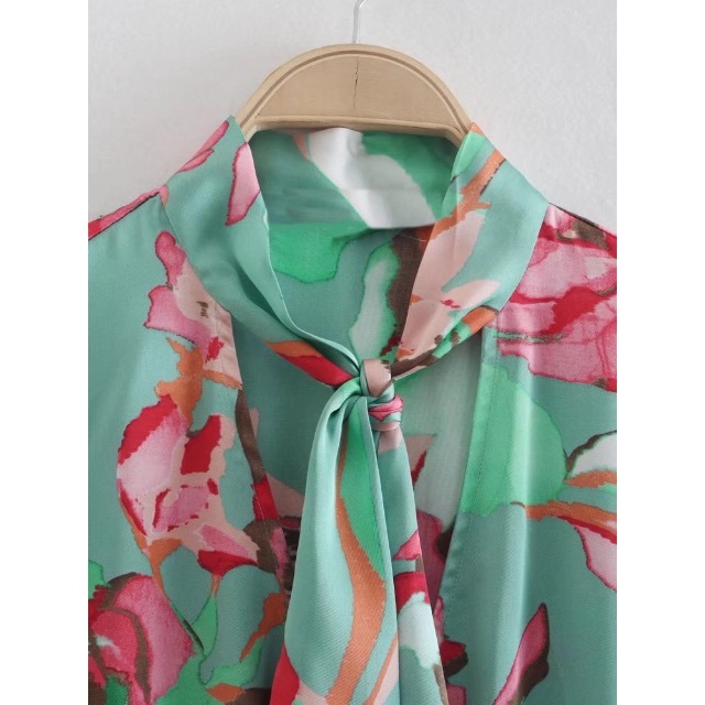 ZARA - 👗3月新作💐7635◇green グリーン フラワー 花柄
