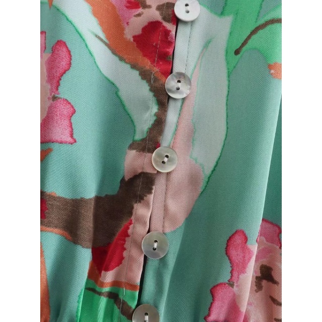 ZARA - 👗3月新作💐7635◇green グリーン フラワー 花柄