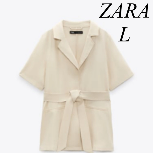 ZARA(ザラ)のZARA ザラショートスリーブ　ベルテッドブレザー　カーディガン レディースのジャケット/アウター(テーラードジャケット)の商品写真