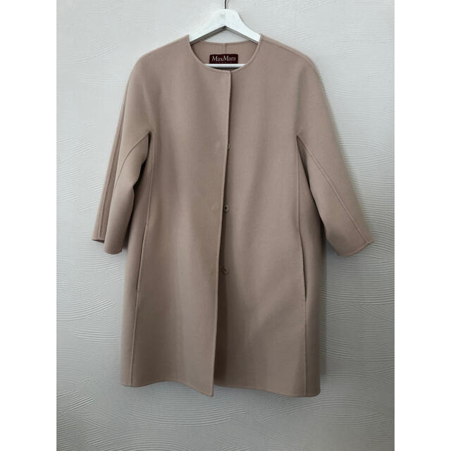 Max Mara(マックスマーラ)の美品　MAXMARA studio 桜色 ダブルフェイスコート ノーカラー レディースのジャケット/アウター(スプリングコート)の商品写真