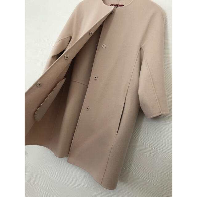 Max Mara(マックスマーラ)の美品　MAXMARA studio 桜色 ダブルフェイスコート ノーカラー レディースのジャケット/アウター(スプリングコート)の商品写真