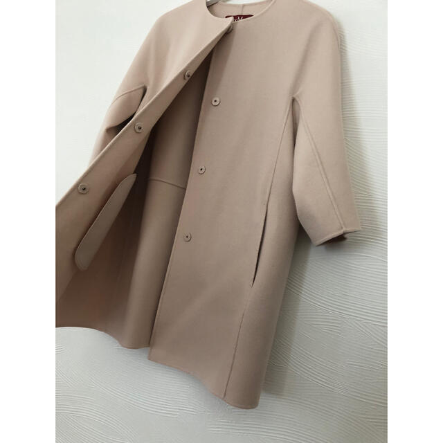 Max Mara(マックスマーラ)の美品　MAXMARA studio 桜色 ダブルフェイスコート ノーカラー レディースのジャケット/アウター(スプリングコート)の商品写真