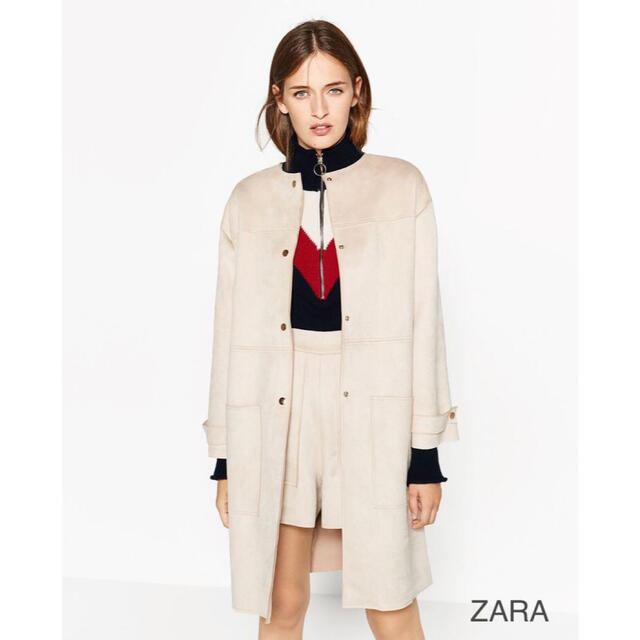 ZARA(ザラ)の【新品タグ付】ZARA ノーカラーコート レディースのジャケット/アウター(ロングコート)の商品写真