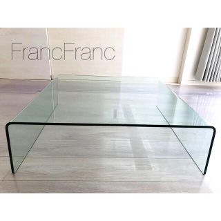 Francfranc ガラステーブル（商品引取のみ受付）