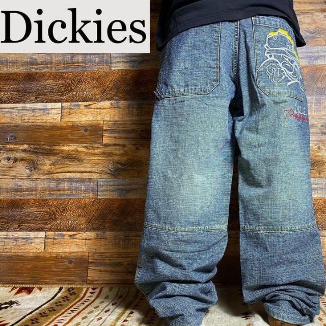 Dickies(ディッキーズ)のDickiesディッキーズw30ジーパンバギーパンツデニム刺繍ストリート古着 メンズのパンツ(デニム/ジーンズ)の商品写真