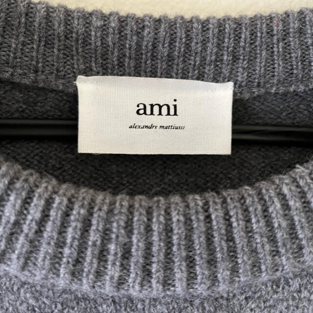 【試着のみ】AmiParis Ami アミパリ ニット　セーター　グレー　メンズ メンズのトップス(ニット/セーター)の商品写真