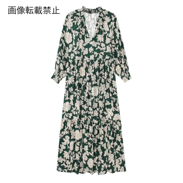 ZARA(ザラ)の👗3月新作💐7663◆green vintage レトロ 花柄 ワンピース レディースのワンピース(ひざ丈ワンピース)の商品写真