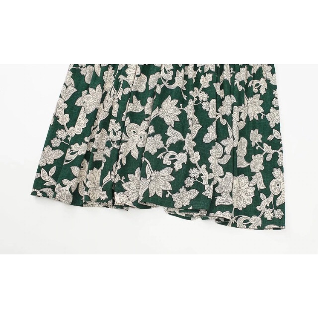 ZARA(ザラ)の👗3月新作💐7663◆green vintage レトロ 花柄 ワンピース レディースのワンピース(ひざ丈ワンピース)の商品写真