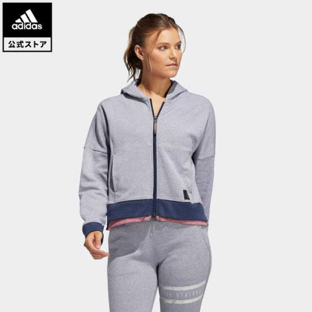 スウェットパーカー フーディー adidas ファストリジッパー HOODIEグレースリーL