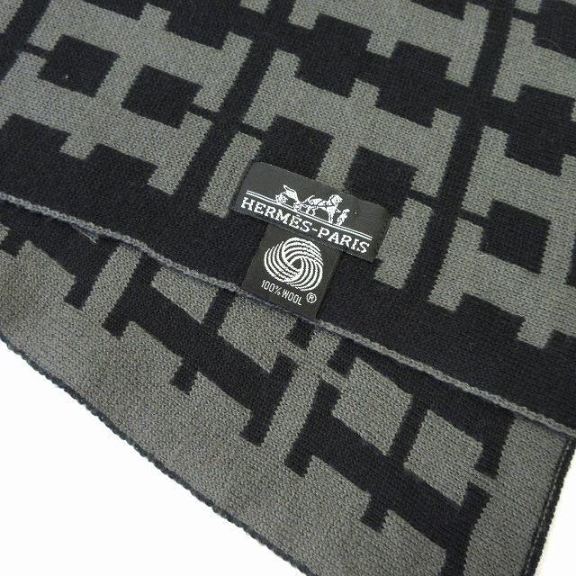 美品 エルメス HERMES Hロゴ 総柄 ウール 大判 マフラー ◇2 - dloy