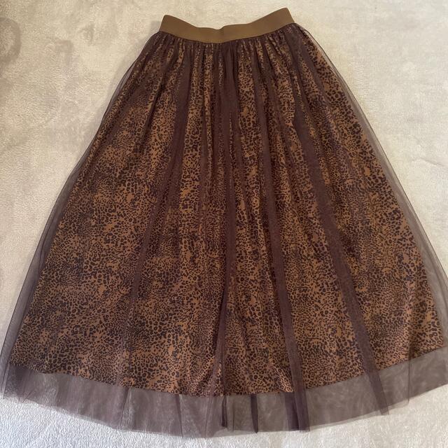 チュールヒョウ柄　ロングスカート レディースのスカート(ロングスカート)の商品写真