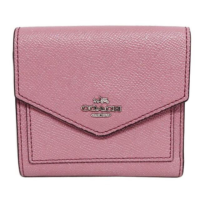 超美品 COACH コーチ 三つ折り財布 メタリック ピンク 59972