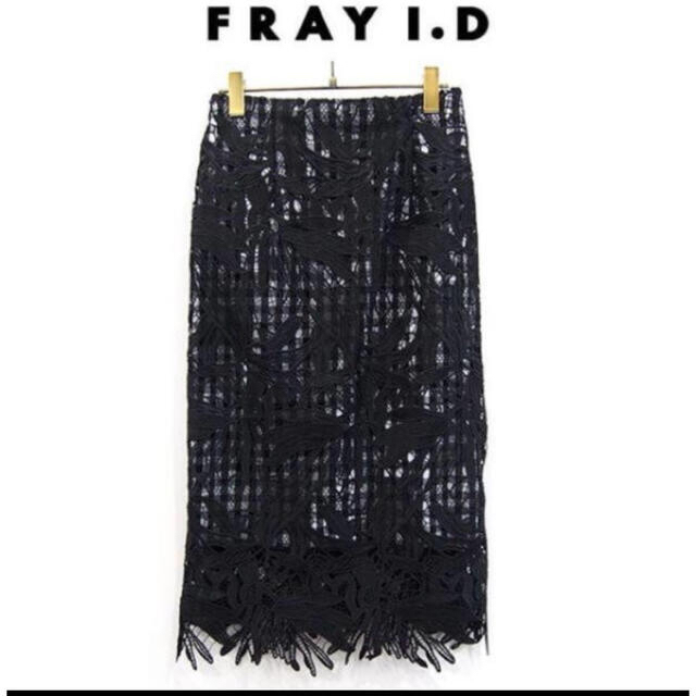 FRAY I.D(フレイアイディー)の本フレイID  ギンガムチェック　ケミカルレースタイトスカート レディースのスカート(ひざ丈スカート)の商品写真