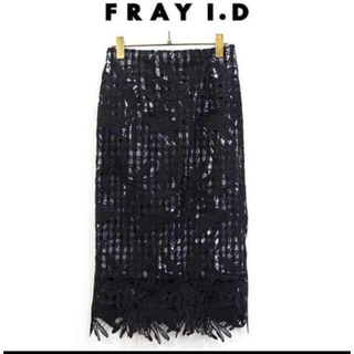 フレイアイディー(FRAY I.D)の本フレイID  ギンガムチェック　ケミカルレースタイトスカート(ひざ丈スカート)