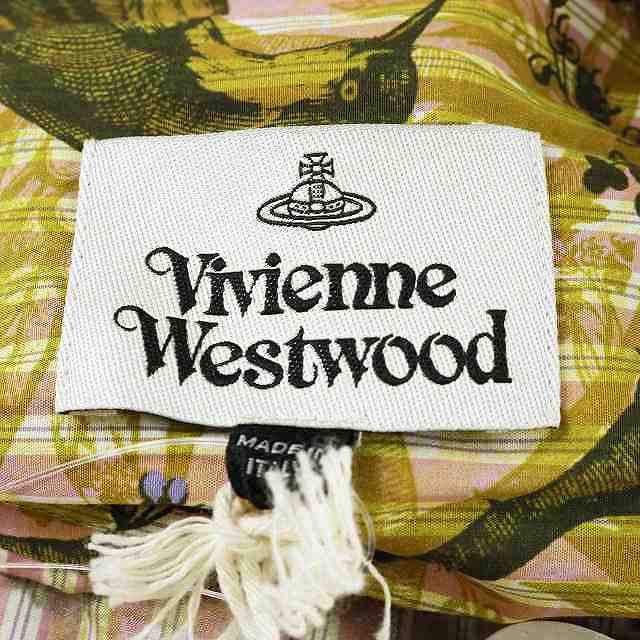 Vivienne Westwood(ヴィヴィアンウエストウッド)のヴィヴィアンウエストウッド ワンピース ひざ丈 半袖 総柄 ア38 M 黄色 緑 レディースのワンピース(ロングワンピース/マキシワンピース)の商品写真