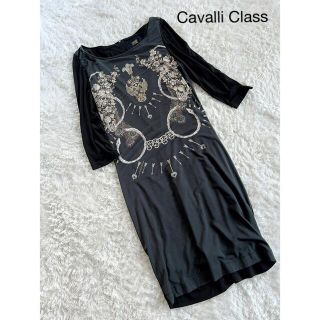 ロベルトカヴァリ(Roberto Cavalli)のCAVALLI CLASS クラス　カヴァリ　ストレッチワンピース　44(ひざ丈ワンピース)