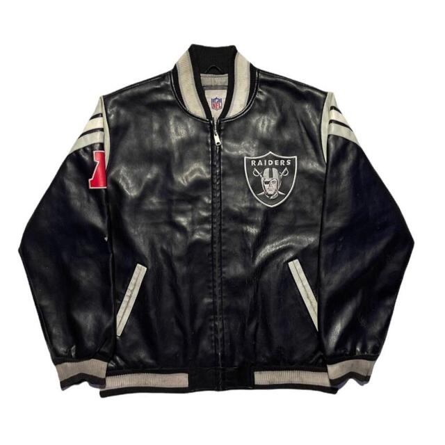 NFL Oakland Raiders レイダース レザースタジアムジャンXL 注目