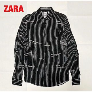 ザラ(ZARA)の【人気】ZARA　ザラ　レーヨンシャツ　総柄シャツ　ストライプ柄　英字プリント(シャツ)