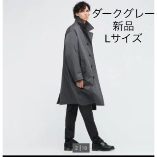 ユニクロ(UNIQLO)のketto sea様＋J 新品　　ステンカラーコート ダークグレー　Lサイズ(ステンカラーコート)