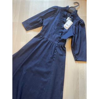 Ameri VINTAGE - 名古屋限定 SHIRRING COLLAR DENIM DRESS