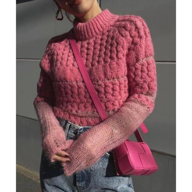 Ameri VINTAGE BUMPY SHEER DOCKING KNIT レディース トップス blakit
