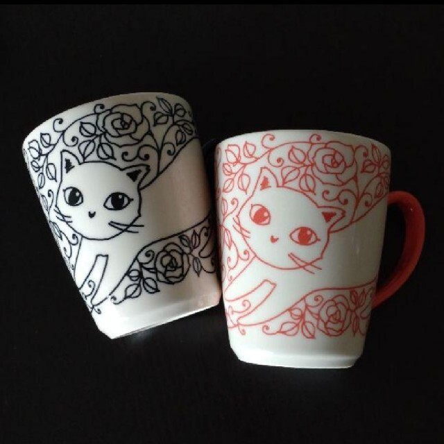 猫のイラストのマグカップ ペア 1