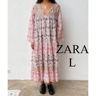 ザラ(ZARA)のZARA ザラ花柄ワンピース　ロングワンピース　ミディワンピース(ロングワンピース/マキシワンピース)