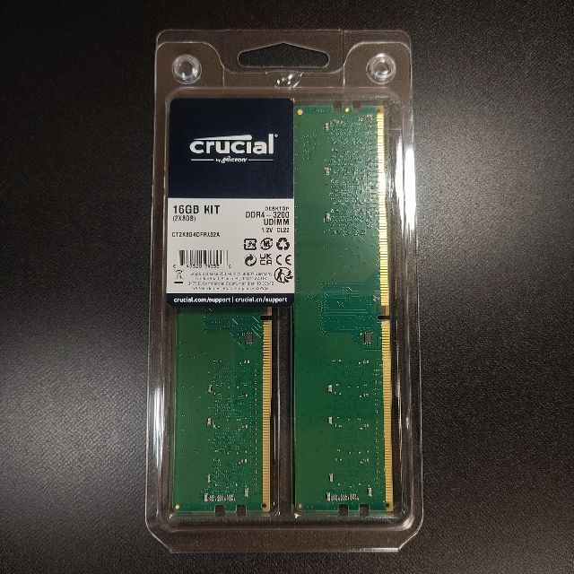 8GB 2枚組 crucial CT2K8G4DFRA32A DDR4スマホ/家電/カメラ