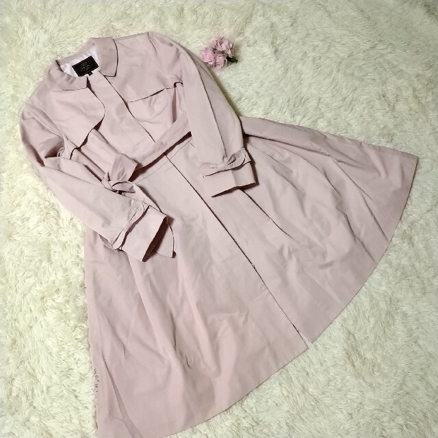 トッカ☆美品☆スプリングコート☆リボン装飾☆Aライン☆ピンク