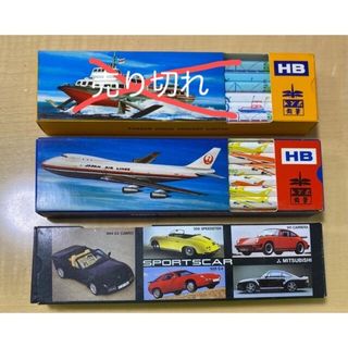 トンボエンピツ(トンボ鉛筆)の新品　飛行機　スポーツカー　鉛筆　HB 1ダース　+ 3本　トンボ鉛筆(鉛筆)