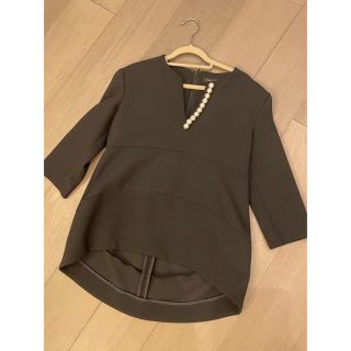 バーニーズニューヨーク(BARNEYS NEW YORK)の★美品★yoko chan パールトップス　38 black(シャツ/ブラウス(長袖/七分))