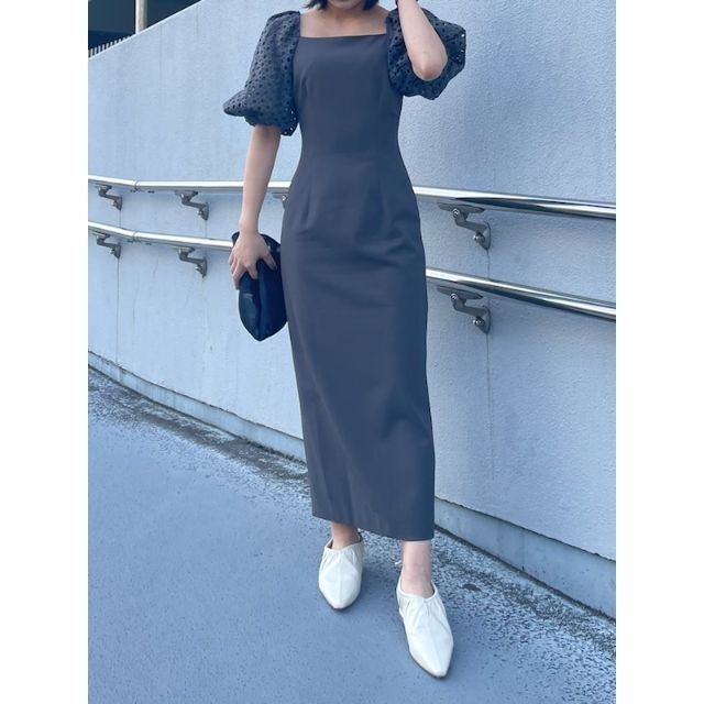 FRAY I.D - ロングタイトレースコンビワンピース チャコールグレイ 1
