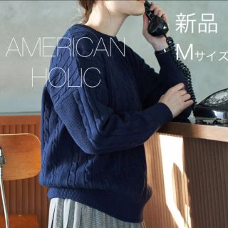 アメリカンホリック(AMERICAN HOLIC)のAMERICAN HOLIC ケーブルニットプルオーバー　Ｍサイズ(ニット/セーター)