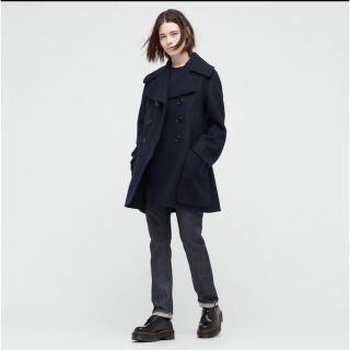 UNIQLO - 早い者勝ち!ユニクロ +j ダブルフェイスピーコート ネイビー