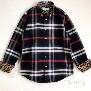 トミー(TOMMY)の【TOMMY】トミー ブラックチェック レオパード柄切替 シャツ(シャツ)