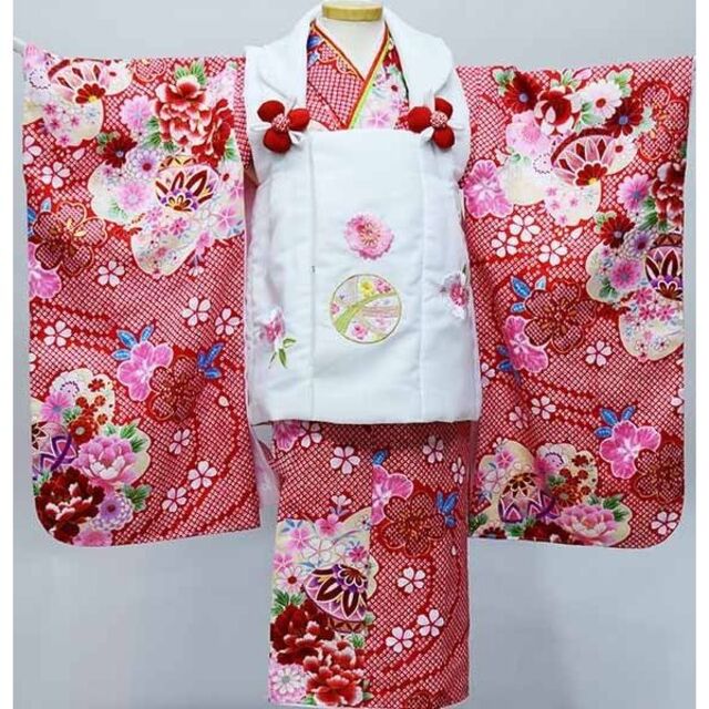 七五三 三歳 女児 被布着物フルセット 半衿伊達襟付き 花ひめ NO37013