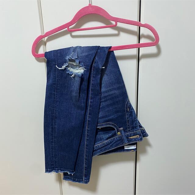 AZUL by moussy(アズールバイマウジー)のCRASH DENIM SKINNY/クラッシュデニムスキニー レディースのパンツ(デニム/ジーンズ)の商品写真