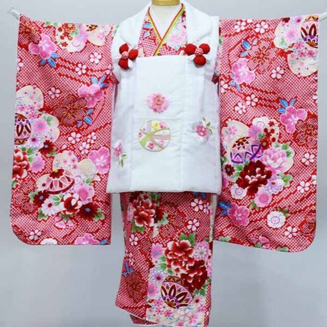 七五三 三歳 女児 花ひめ NO36984 被布着物フルセット 半衿伊達襟付き