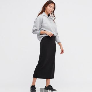 ユニクロ(UNIQLO)のUNIQLO ストレッチダブルフェイスナロースカート　XLサイズ(ロングスカート)