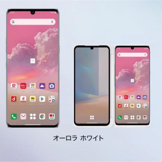 LG Electronics(エルジーエレクトロニクス)のlg velvet l-52aデュアルスクリーン　オーロラホワイト　SIMフリー スマホ/家電/カメラのスマートフォン/携帯電話(スマートフォン本体)の商品写真