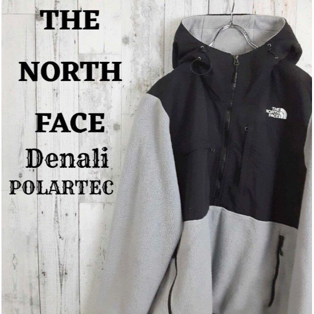 THE NORTH FACE(ザノースフェイス)の美品US規格ノースフェイスデナリジャケットフード刺繍ロゴ灰色グレー黒ブラック メンズのジャケット/アウター(ブルゾン)の商品写真