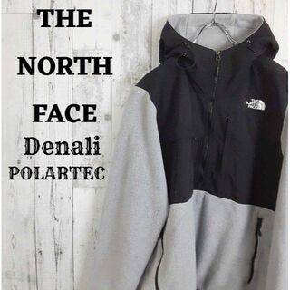 ザノースフェイス(THE NORTH FACE)の美品US規格ノースフェイスデナリジャケットフード刺繍ロゴ灰色グレー黒ブラック(ブルゾン)