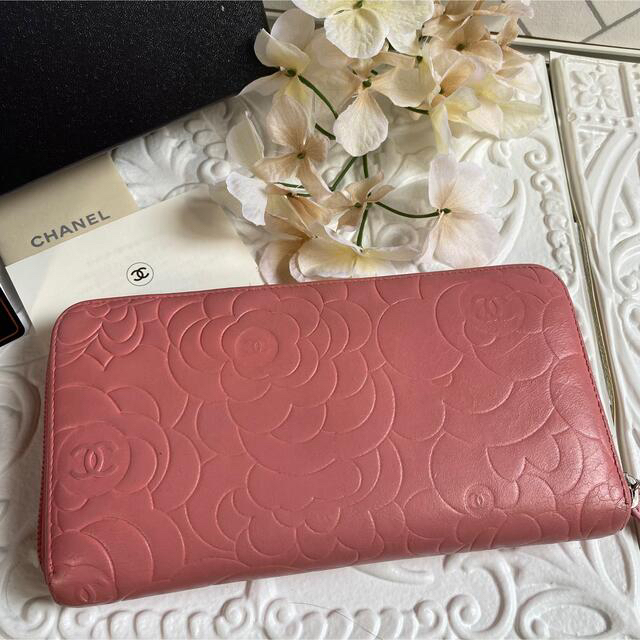 CHANEL♡カメリア ラウンドファスナー 長財布 正規品 ピンク 本物 CHANEL♡カメリア ラウンドファスナー 長財布 正規品 ピンク 本物