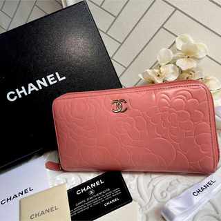 シャネル(CHANEL)のCHANEL♡カメリア　ラウンドファスナー　長財布　正規品　ピンク　本物(財布)