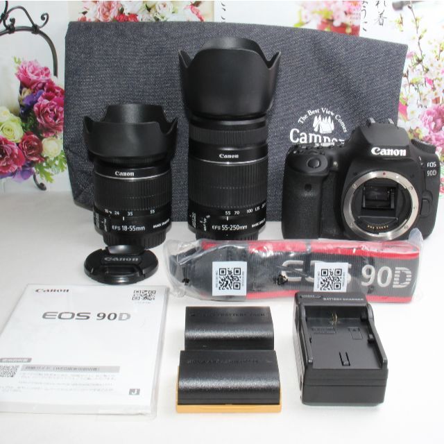 ❤️手振れ補正ダブルレンズ&予備バッテリー付き❤️Canon EOS 90D❤️