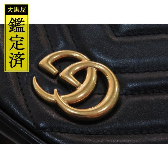魅力の GUCCI グッチ GGマーモント ミニショルダーバッグ レザー 黒 【474】 魅力の GUCCI グッチ GGマーモント ミニショルダーバッグ レザー 黒 【474】