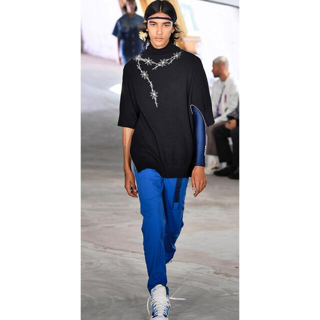 19ss sacai Dr.woo 刺繍ハイネック半袖ポンチョ ニット 黒2-